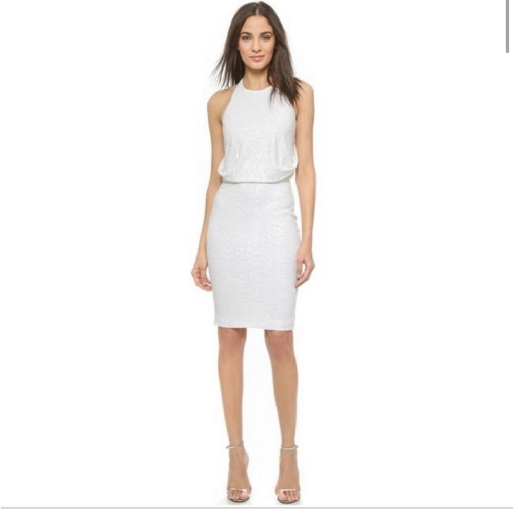Badgley Mischka Maria White Sequin Dress